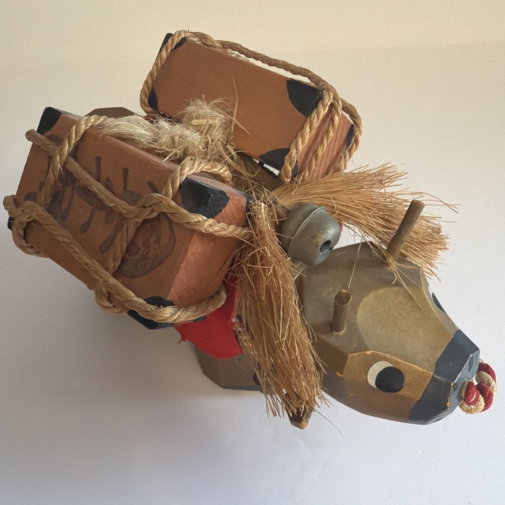 Japanese Wooden Zodiac Cow Ox Good Luck Charm Souvenirs Folk Art